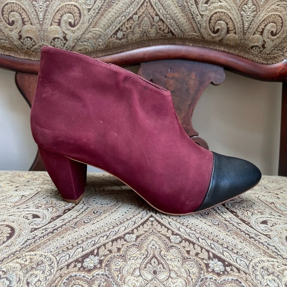 Loeffler Randall Nanette Burgundy Wine Suede Leather Booties Boots Shoes Size 8
